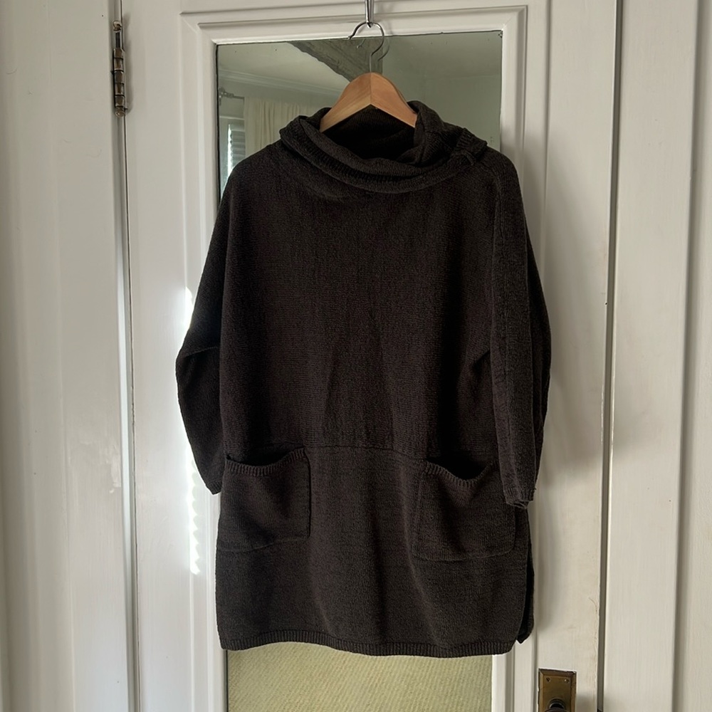Soft Surroundings Brown Cowl Neck Knit Tunic Sweater